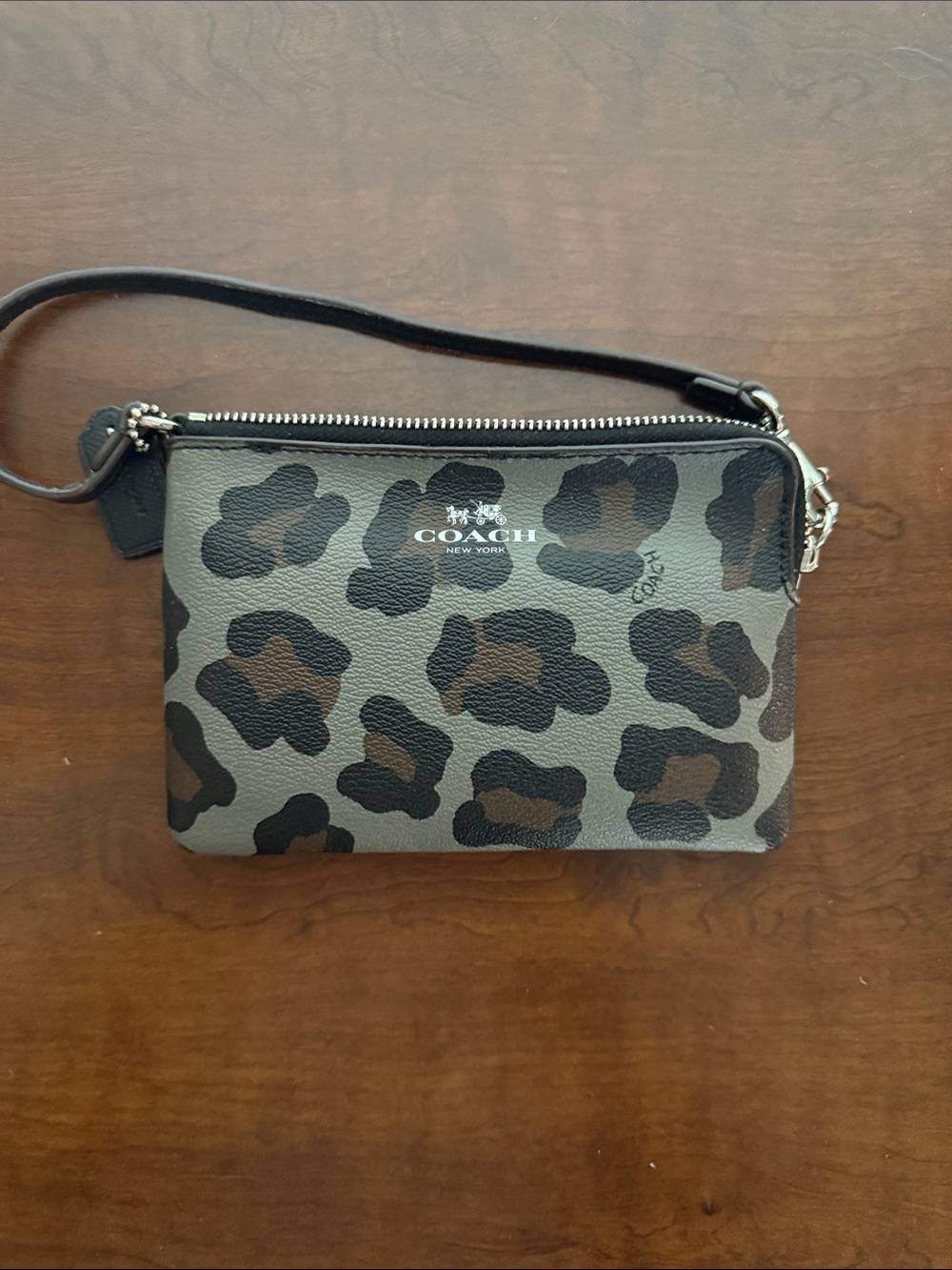 Coach Leopard-Print Wristlet in Brown and Black